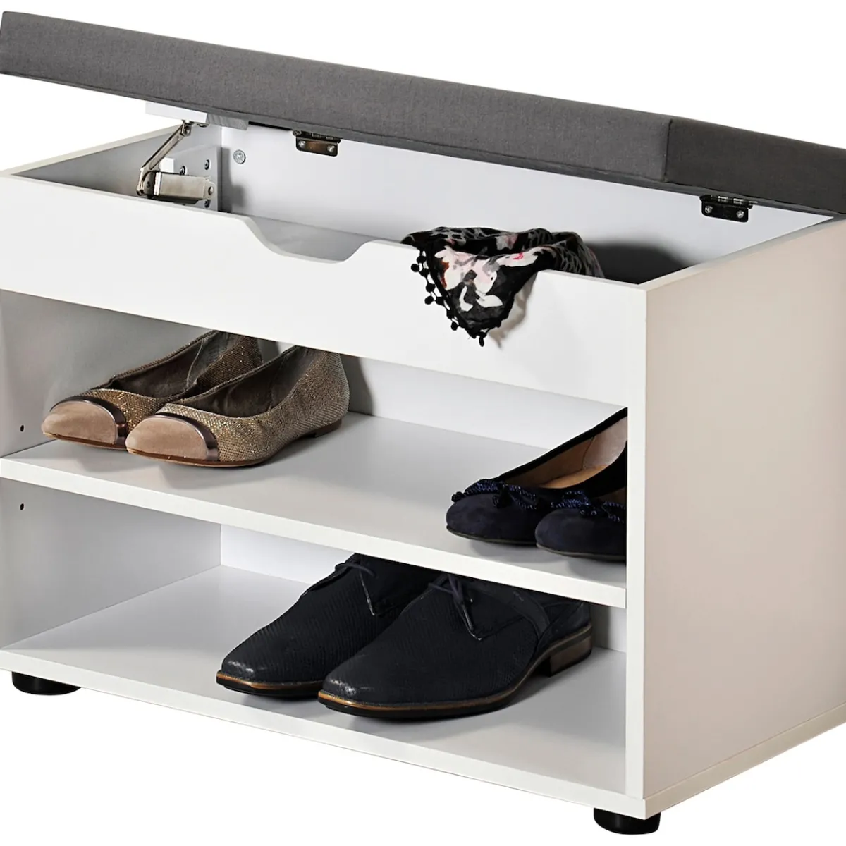 Die moderne Hausfrau Schuhschrank mit Sitzkissen, 2 Fächer weiß