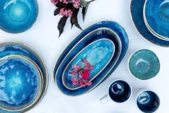 Die moderne Hausfrau Servierplatten-Set, Steinzeug Frozen Blau