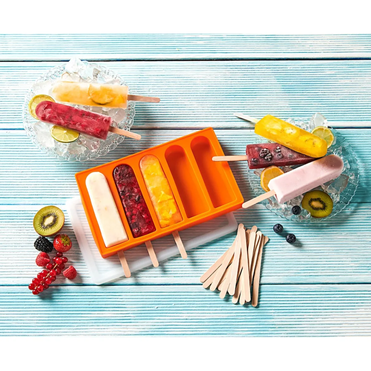 Die moderne Hausfrau Silikonform "Eis am Stiel" inkl. 50 Holzstielen