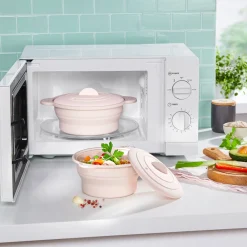 Die moderne Hausfrau Silikon-Mikrowellen-Topf-Set, faltbar, 4-teilig
