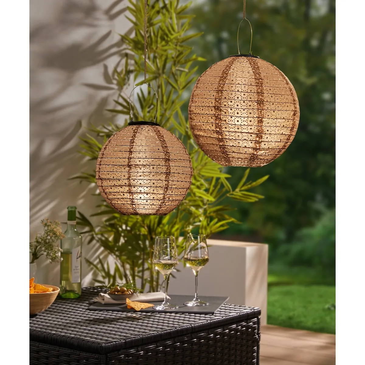 Die moderne Hausfrau Solar-Lampion-Set, 2-teilig