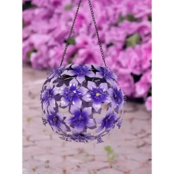 Die moderne Hausfrau Solar-LED-Hängeleuchte "Hibiskus" lila