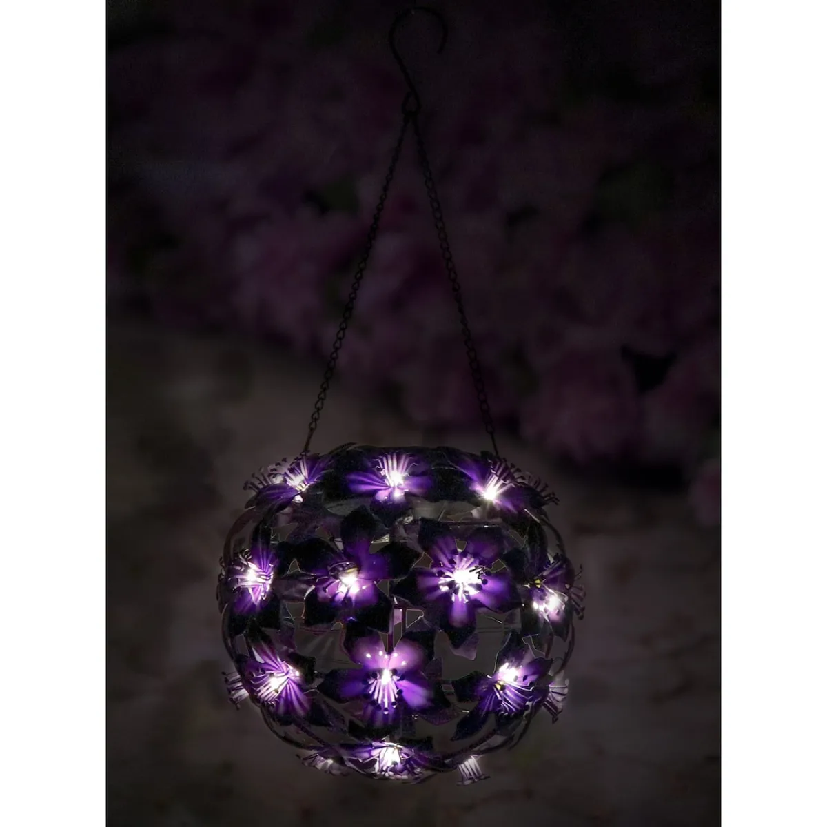 Die moderne Hausfrau Solar-LED-Hängeleuchte "Hibiskus" lila