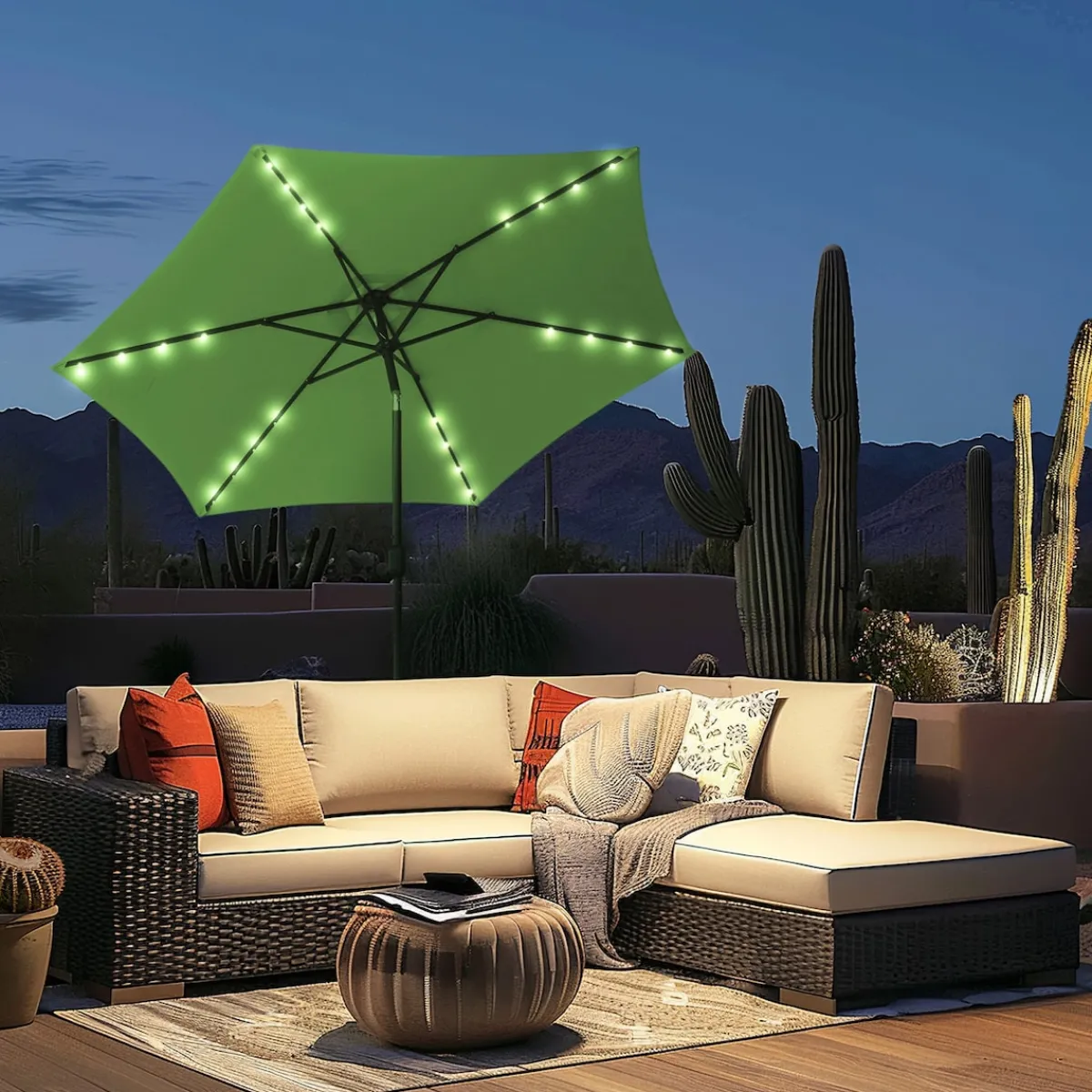 Die moderne Hausfrau Solar-Sonnenschirm "Sternenhimmel" grün