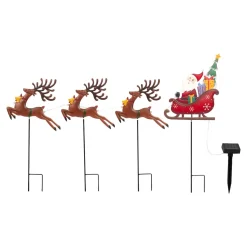 Die moderne Hausfrau Solar-Weihnachts-Gartenstecker „Santa“, 4-teilig