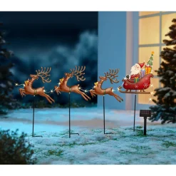 Die moderne Hausfrau Solar-Weihnachts-Gartenstecker „Santa“, 4-teilig