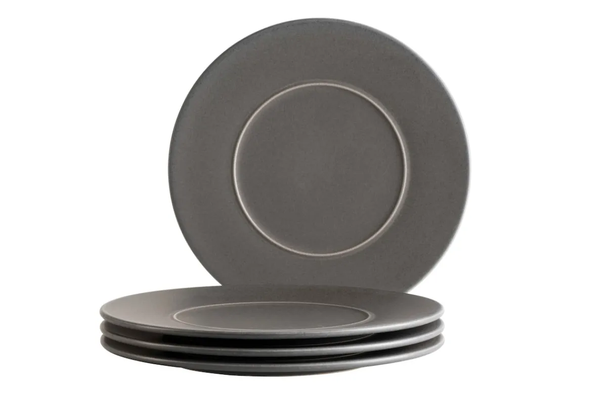 Die moderne Hausfrau Speiseteller Set, Steinzeug Unico Grau