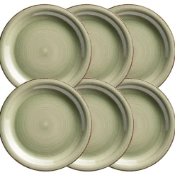 Die moderne Hausfrau Speiseteller-Set, Steingut LUMACA Olivgrün