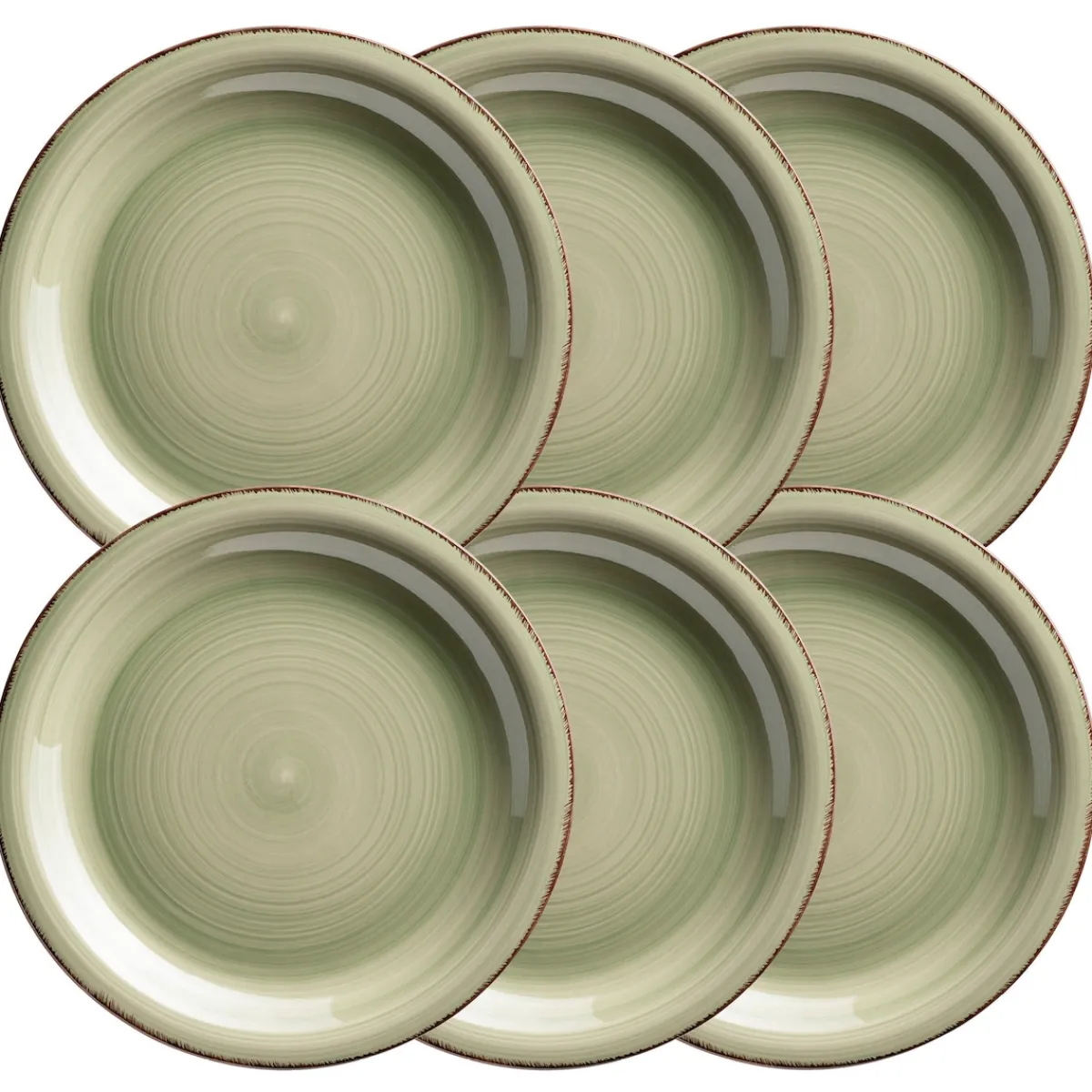 Die moderne Hausfrau Speiseteller-Set, Steingut LUMACA Olivgrün