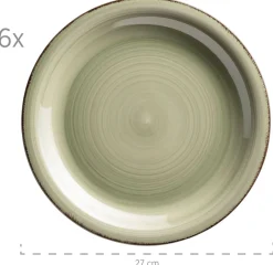 Die moderne Hausfrau Speiseteller-Set, Steingut LUMACA Olivgrün