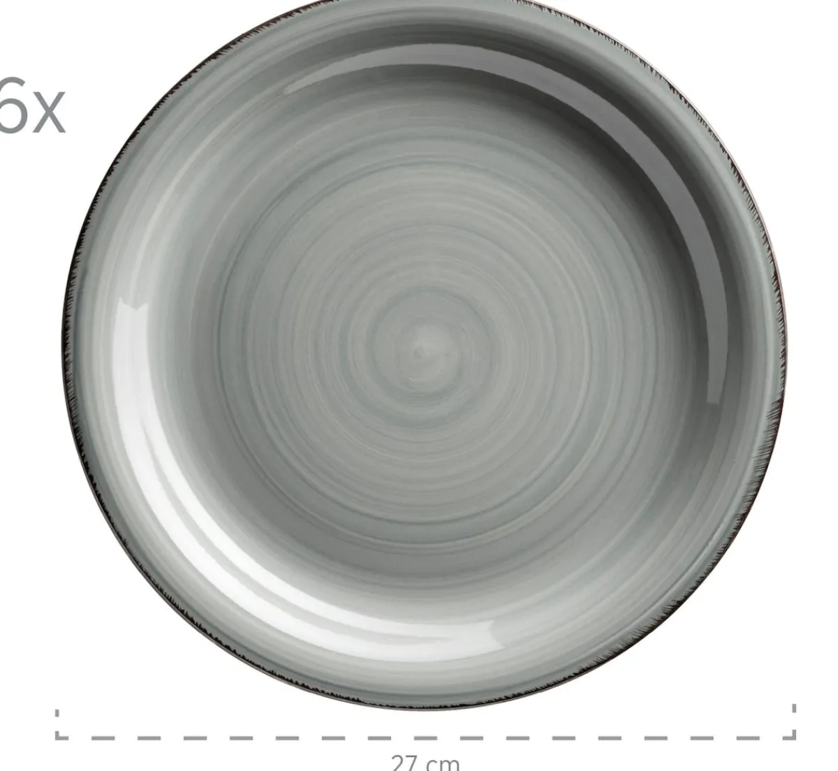 Die moderne Hausfrau Speiseteller-Set, Steingut LUMACA Grau