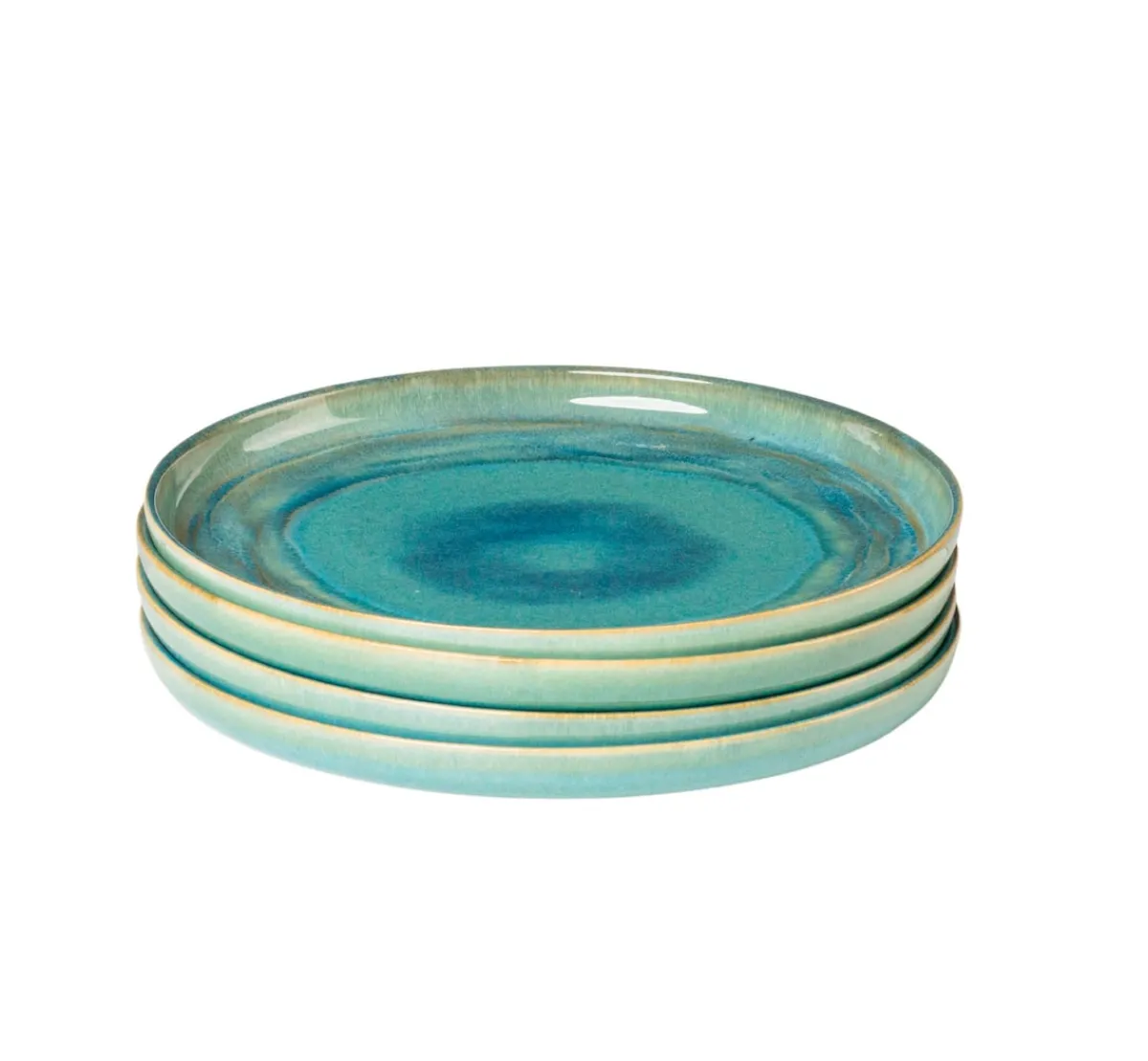 Die moderne Hausfrau Speiseteller-Set, Steinzeug TIEFER SEE Blau / Grün