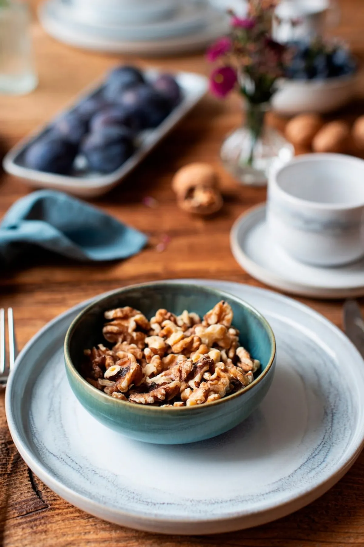 Die moderne Hausfrau Speiseteller-Set, Steinzeug TIEFER SEE Blau / Grün