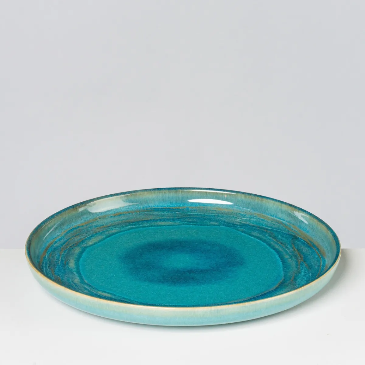 Die moderne Hausfrau Speiseteller-Set, Steinzeug TIEFER SEE Blau / Grün