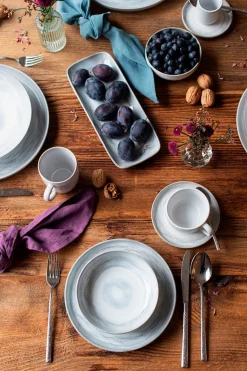 Die moderne Hausfrau Speiseteller-Set, Steinzeug TIEFER SEE Blau / Grün