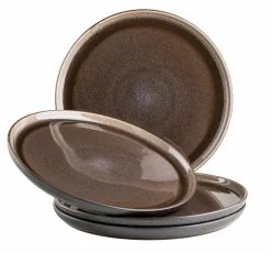 Die moderne Hausfrau Speiseteller-Set, Steinzeug Niara Schwarz / Grau