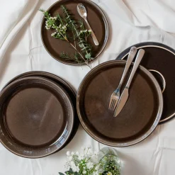 Die moderne Hausfrau Speiseteller-Set, Steinzeug Niara Schwarz / Grau