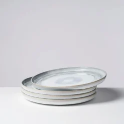 Die moderne Hausfrau Speiseteller-Set, Steinzeug TIEFER SEE Grau / Weiß