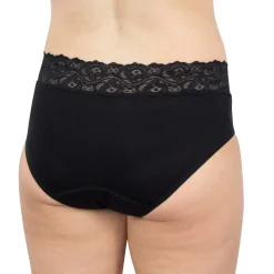 Die moderne Hausfrau Spitzen-Slip mit Saugeinlage Schwarz