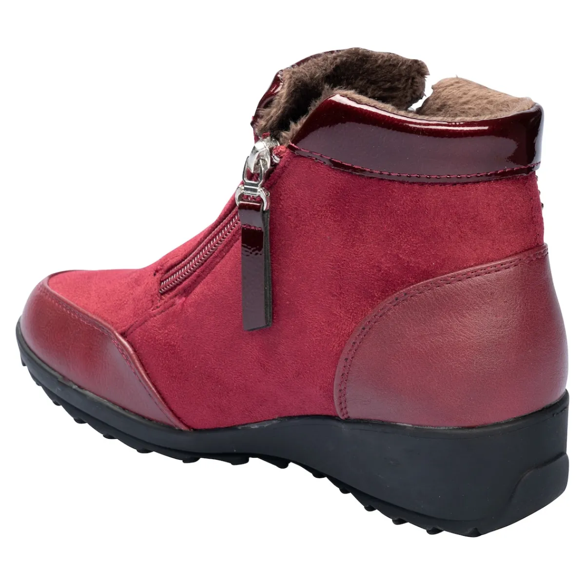 Damen Die moderne Hausfrau Stiefelette "Rita" mit Reißverschluss, gefüttert bordeaux