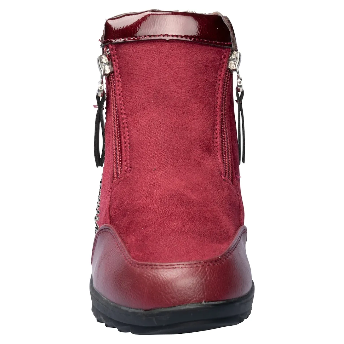 Damen Die moderne Hausfrau Stiefelette "Rita" mit Reißverschluss, gefüttert bordeaux