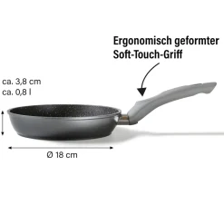 Die moderne Hausfrau STONELINE Bratpfanne 18 cm | ohne Deckel - Grau