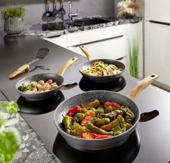 Die moderne Hausfrau STONELINE Bratpfanne 24 cm | ohne Deckel - Holzoptik