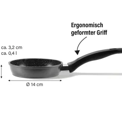 Die moderne Hausfrau STONELINE Bratpfanne 14 cm | ohne Deckel - Schwarz