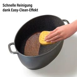 Die moderne Hausfrau STONELINE Bräter Schmortopf Oval 39x26 cm | mit Deckel