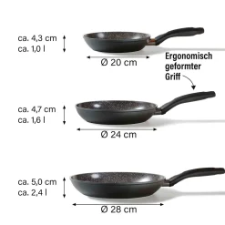 Die moderne Hausfrau STONELINE CERAMIC Keramik Pfannen-Set 3-teilig 20/24/28 | ohne Deckel