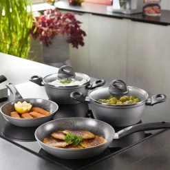 Die moderne Hausfrau STONELINE CERAMIC Keramik Kochgeschirr-Set 14-teilig | mit Deckeln - Schwarz