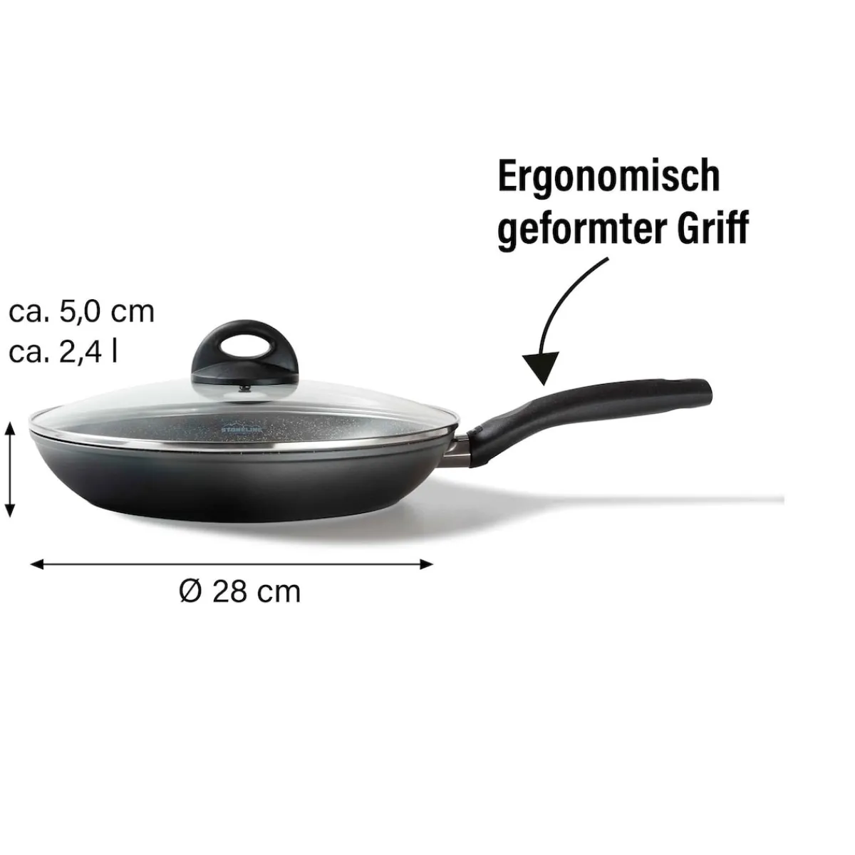 Die moderne Hausfrau STONELINE CERAMIC Keramik Bratpfanne 28 cm | mit Deckel
