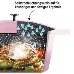 Die moderne Hausfrau STONELINE Cocotte Bräter Oval 32x25 cm Rosa | mit Deckel