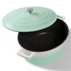 Die moderne Hausfrau STONELINE Cocotte Bräter Oval 32x25 cm Mint | mit Deckel