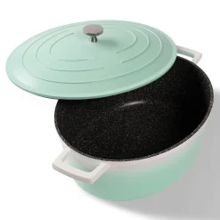 Die moderne Hausfrau STONELINE Cocotte Bräter Oval 32x25 cm Mint | mit Deckel