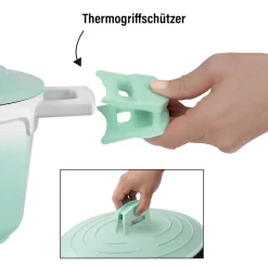 Die moderne Hausfrau STONELINE Cocotte Bräter Oval 32x25 cm Mint | mit Deckel