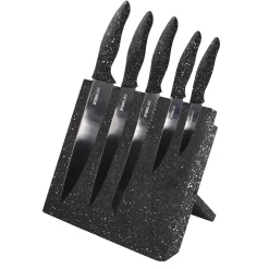 Die moderne Hausfrau STONELINE Edelstahl Messer Set 5-teilig mit Messerblock | Schwarz