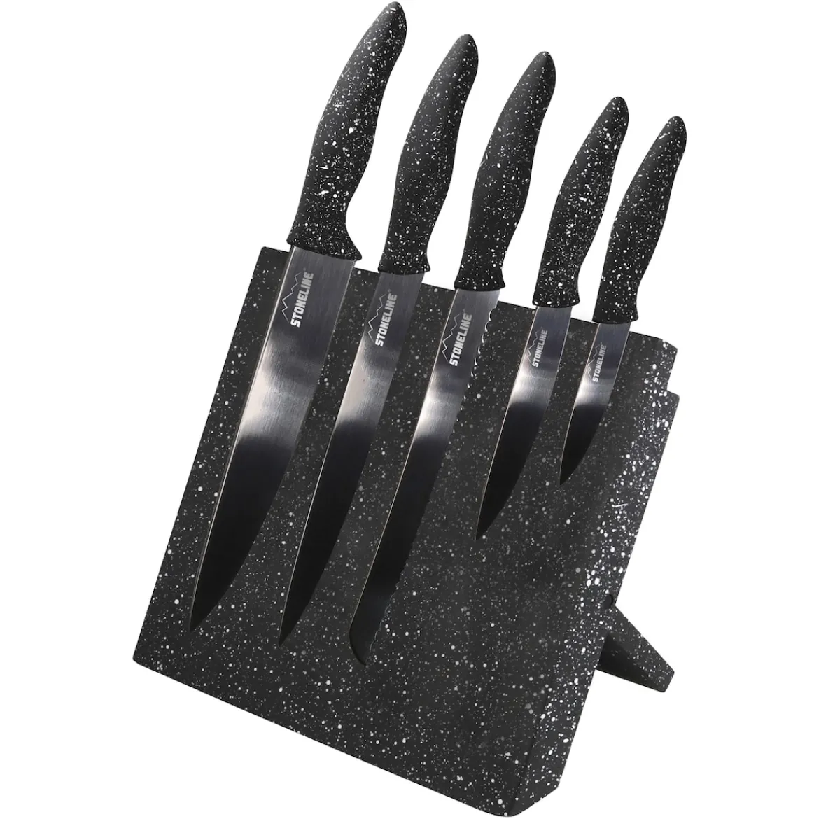 Die moderne Hausfrau STONELINE Edelstahl Messer Set 5-teilig mit Messerblock | Schwarz