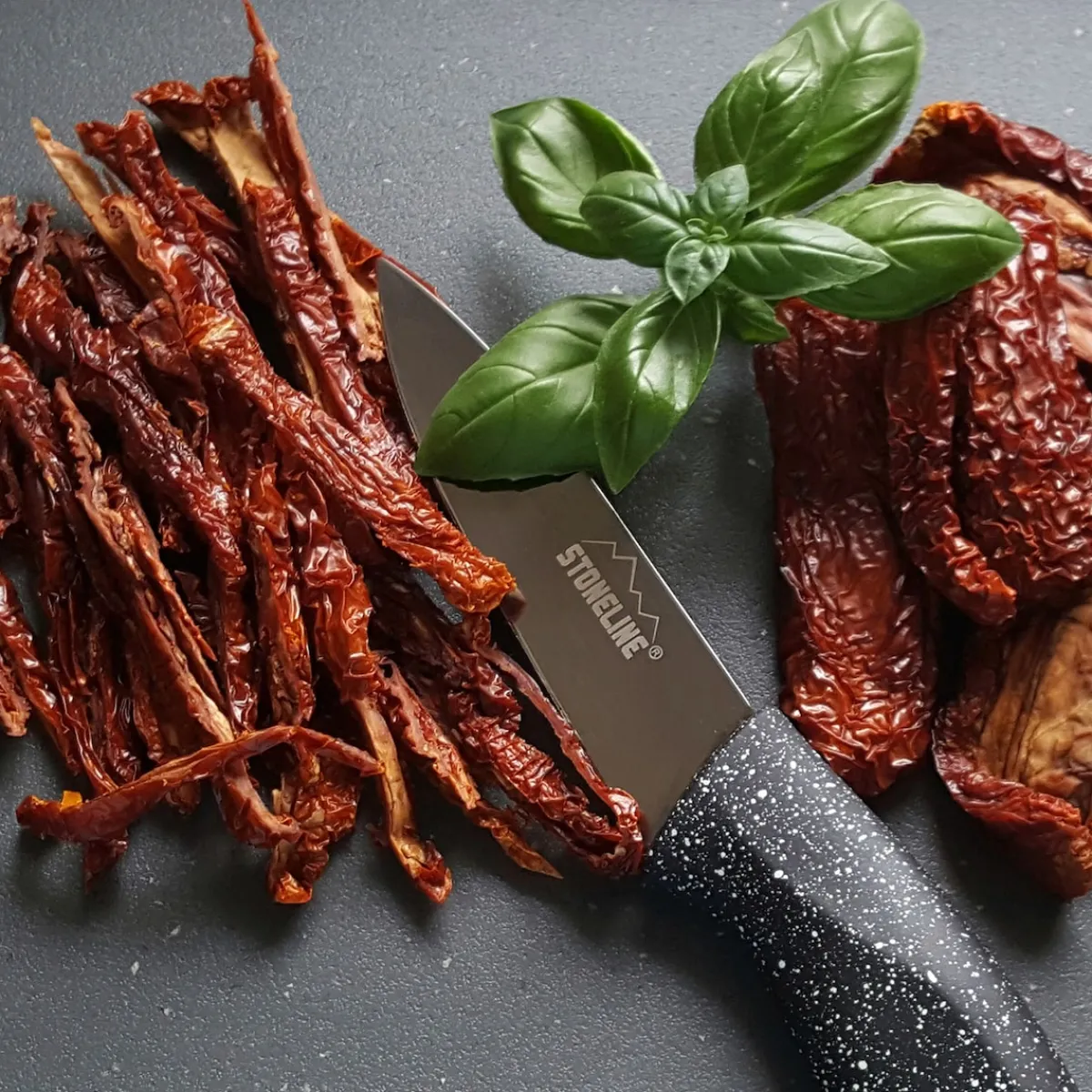 Die moderne Hausfrau STONELINE Edelstahl Messer Set 5-teilig mit Messerblock | Schwarz