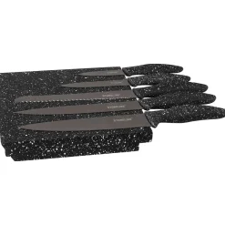 Die moderne Hausfrau STONELINE Edelstahl Messer Set 5-teilig mit Messerblock | Schwarz