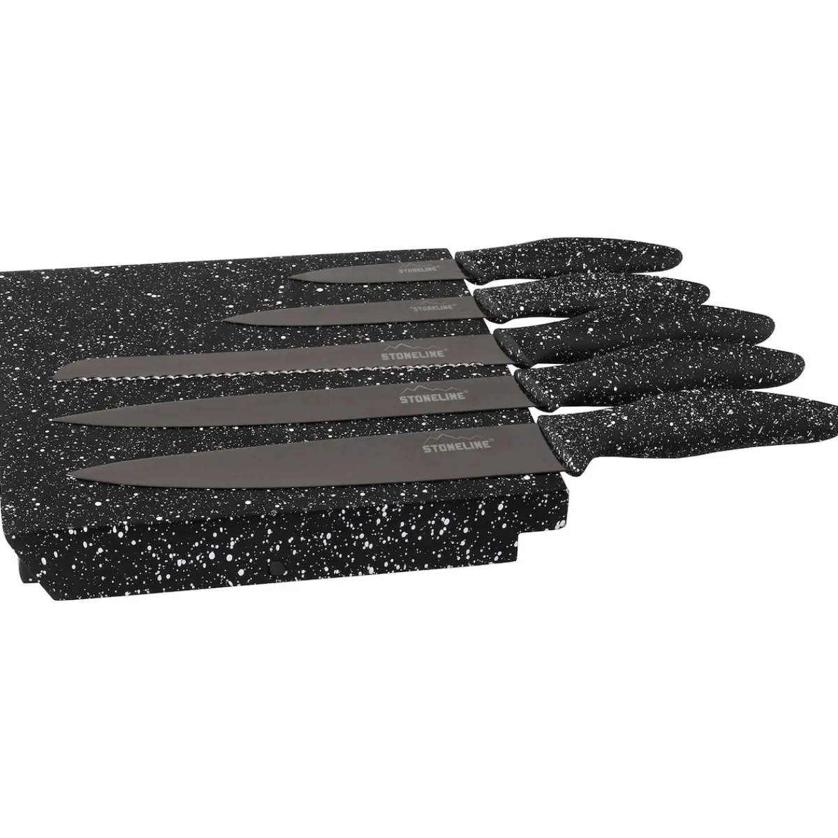 Die moderne Hausfrau STONELINE Edelstahl Messer Set 5-teilig mit Messerblock | Schwarz