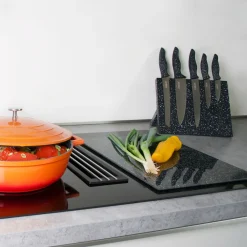 Die moderne Hausfrau STONELINE Edelstahl Messer Set 5-teilig mit Messerblock | Schwarz