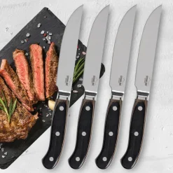 Die moderne Hausfrau STONELINE Edelstahl Steakmesser Set 4-teilig | Holzgriff