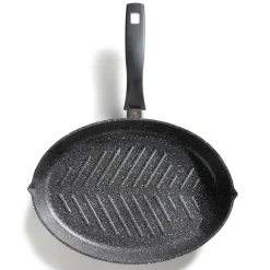 Die moderne Hausfrau STONELINE Fisch- und Schnitzelpfanne Oval 35x24 cm | mit Deckel