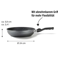 Die moderne Hausfrau STONELINE Flex Schmorpfanne 24 cm mit abnehmbarem Griff | ohne Deckel