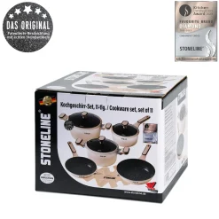 Die moderne Hausfrau STONELINE Kochgeschirr-Set 11-teilig 18/20/24 Creme | mit Deckeln