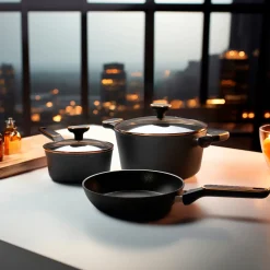 Die moderne Hausfrau STONELINE Kochgeschirr-Set 11-teilig 18/20/24 Roségold | mit Deckeln