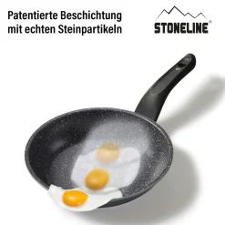 Die moderne Hausfrau STONELINE Made in Germany Pfannen-Set 6-teilig mit Magnet Griff | ohne Deckel - Schwarz