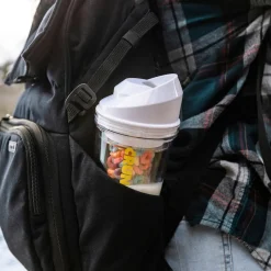 Die moderne Hausfrau STONELINE Original CrunchCup Tragbarer Müslibecher To Go 260 + 250 ml | Weiß