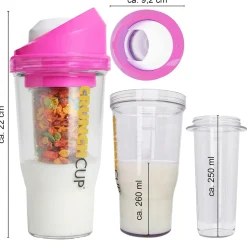 Die moderne Hausfrau STONELINE Original CrunchCup Tragbarer Müslibecher To Go 260 + 250 ml | Pink